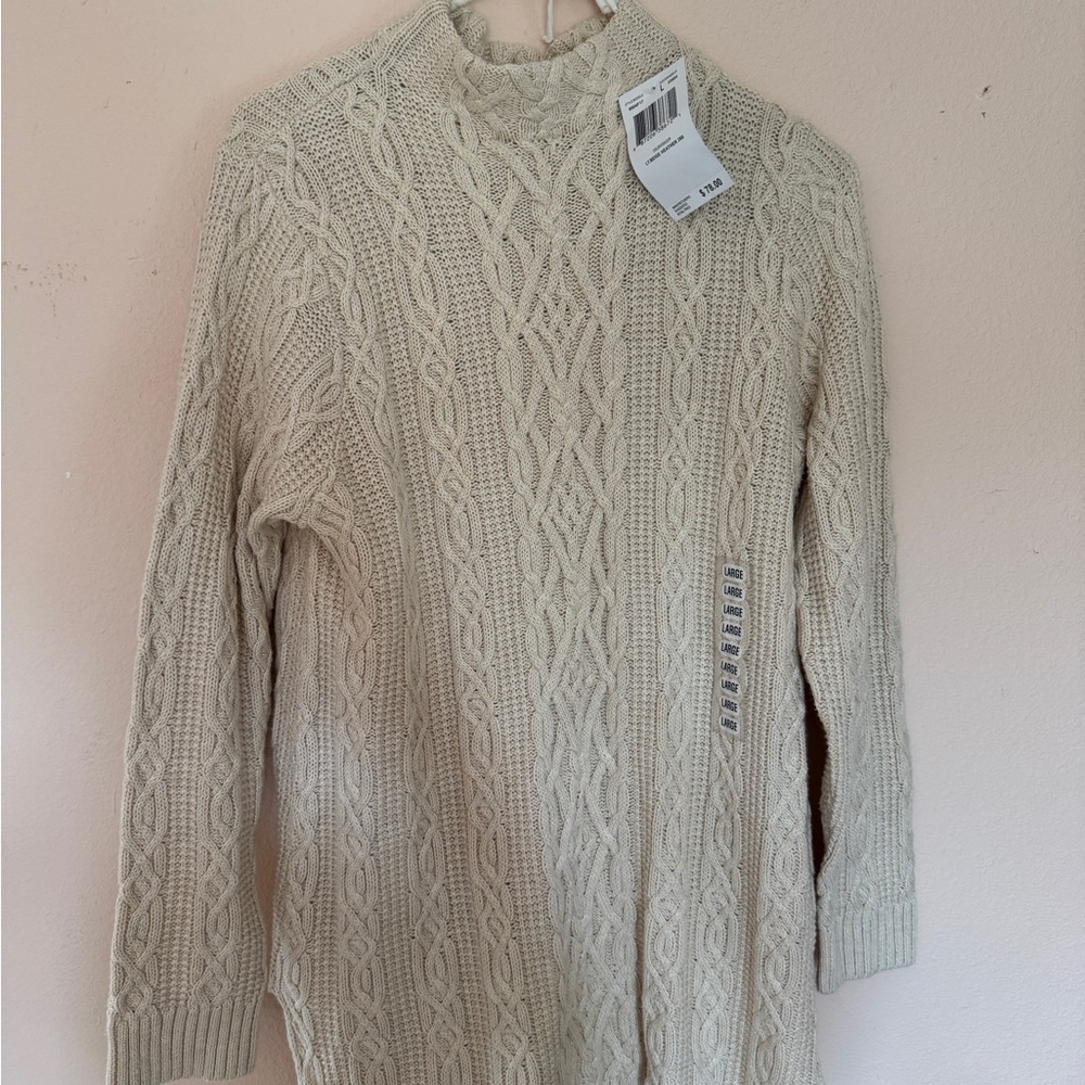 Elegant Cream Cable Knit Sweater